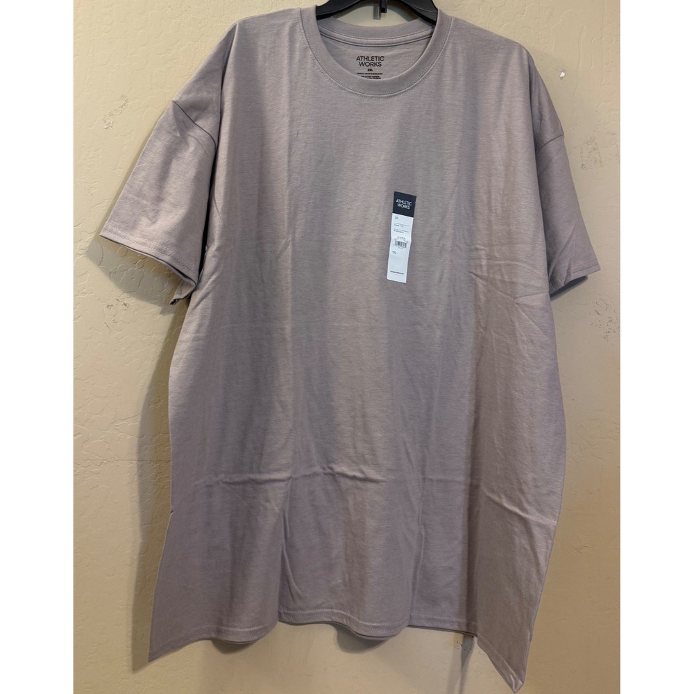 Athletic Works T-Shirt Men 2XL Birch Grey Loose Fit Crew Tee NEW